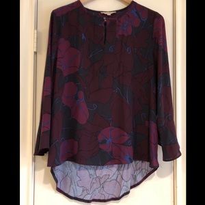 LOFT purple and blue floral blouse